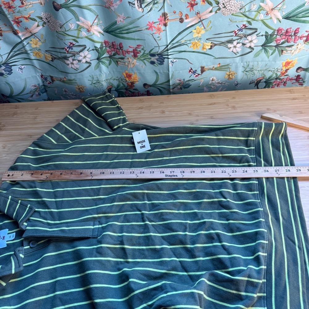 Mode of One Mens XXL Wild Ivy Striped French Terry Long Sleeve Polo Shirt NEW - Picture 8 of 13